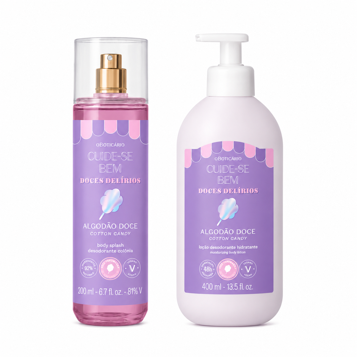 O Boticário Cuide-se Bem Doces Delírios Algodão Doce – Coffret Body Splash + Lotion Hydratante