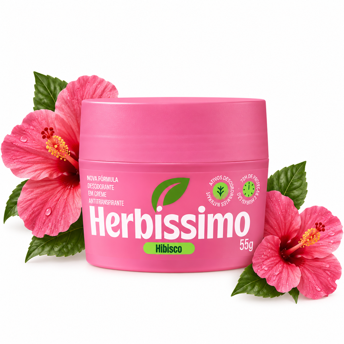 Déodorant Crème Antitranspirant Herbíssimo Hibisco – 55 g