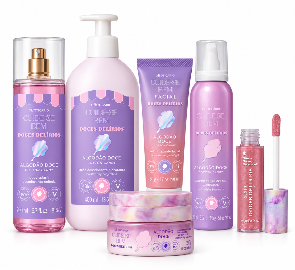 O Boticário Cuide-se Bem Doces Delírios Algodão Doce – Coffret Body Splash + Lotion Hydratante